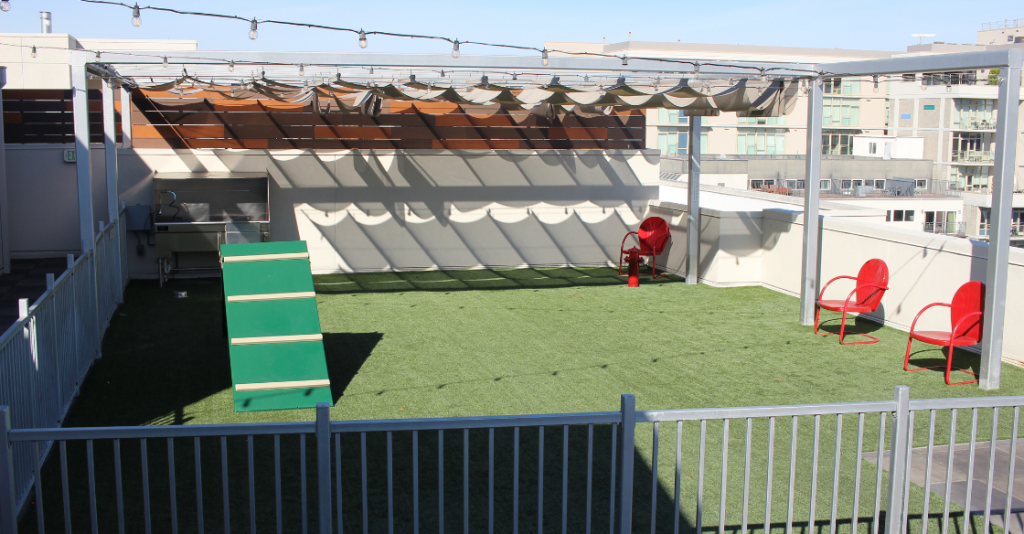 US Turf Dog Park installed on the rooftop of the Vici Apartments in San Diego